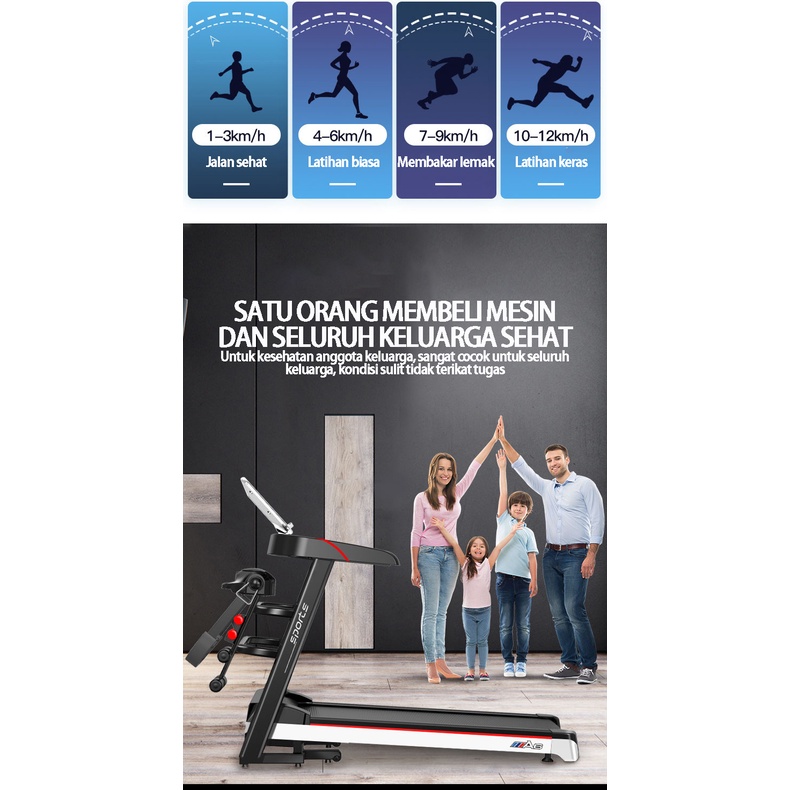 YEESALL Treadmill rumah kebugaran lipat multifungsi mini treadmill listrik A6S