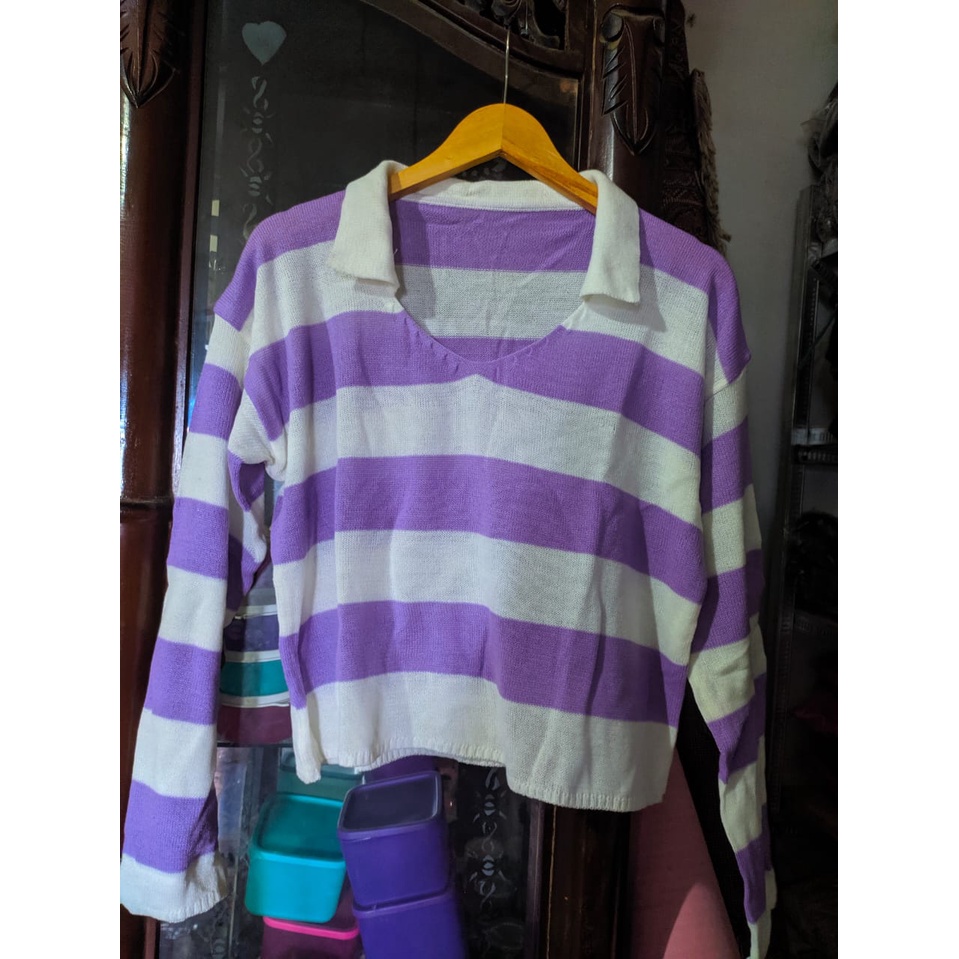 atasan blaster,outer crop,sweater crop blaster-lilac