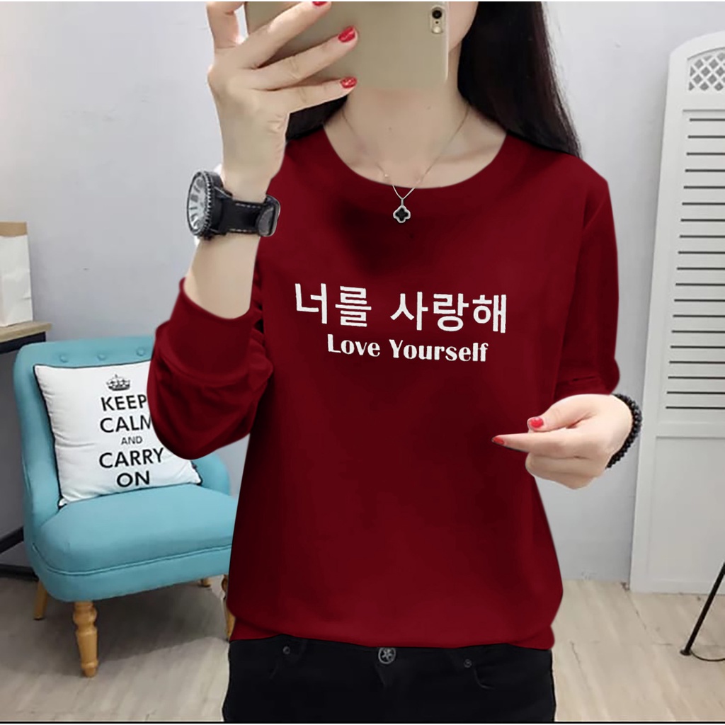 cools-35~BAJU ATASAN LOVE YOURSELF TT TERBARU-BAJU CEWEK LENGAN PANJANG KEREN DAN TRENDY