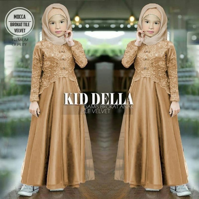Gamis Maxi Cintia Kid/ Ukuran (7-9thn), Ukuran (4-6thn)/ Bahan Brukat /Gamis Anak Brukat Mewah/Gamis