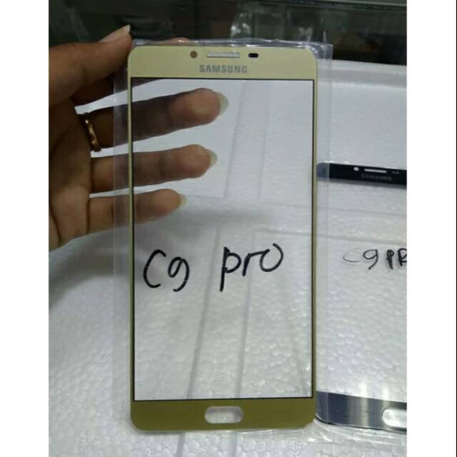 Kaca glass Lcd samsung c 9 pro hitam putih gold original