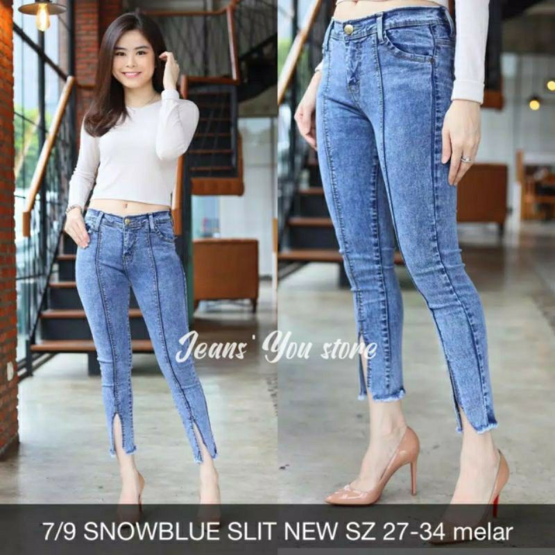 celana wanita//celana panjang jeans//celana jeanss peremium //celana jeanss snow belah bawah