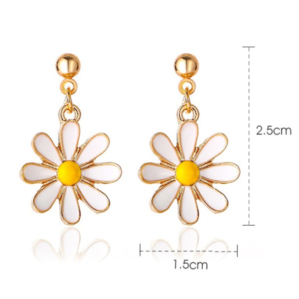 Anting Bunga Daisy Kecil Yang Cantik Aksesoris Mode Korea Anting Gantung Panjang Anting Sederhana Dan Kecil