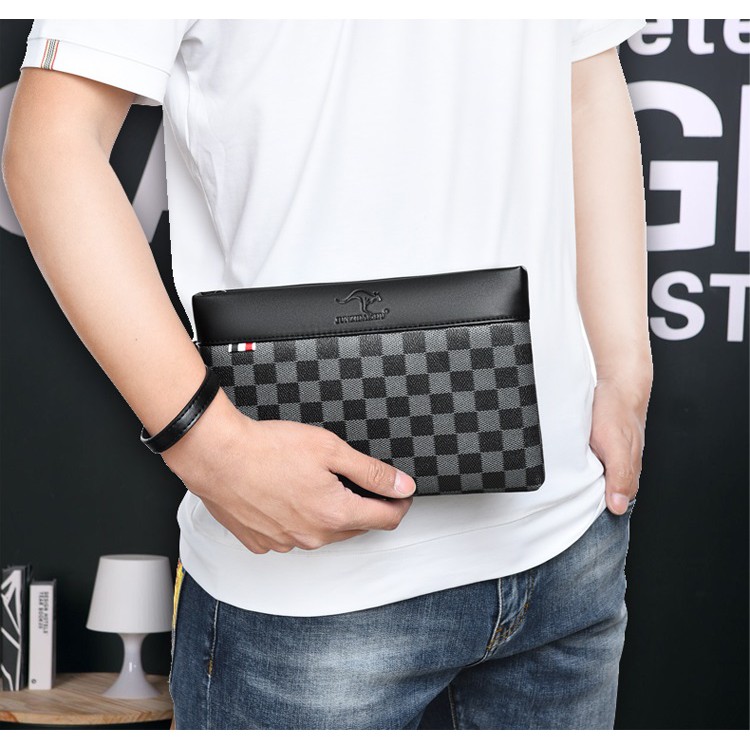 Clutch Pria Clutch Wanita Pesta / Tas Tangan Kulit / Hand Bag / Dompet Clutch Branded Motiv Damier