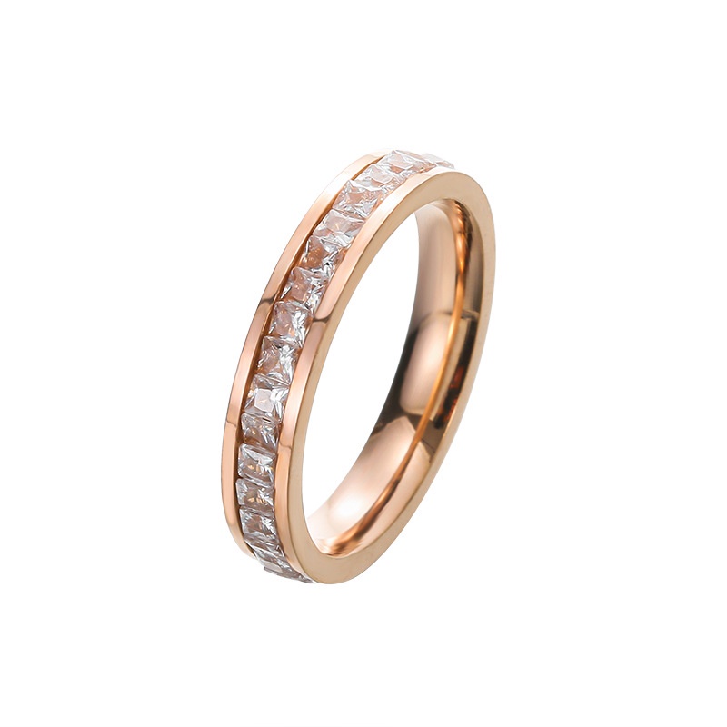 Bisa Cod Cincin Emas Asli Kadar 375 Crystals Cincin RoseGold  (Size:5-8#) 824C2# Ready Stok