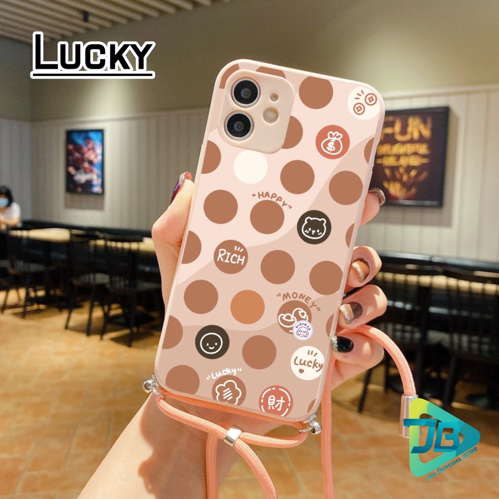 SOFTCASE SILIKON SLINGCASE TALI LANYARD STRAP PHONE MACARON PELINDUNG KAMERA LUCKY OPPO VIVO SAMSUNG XIAOMI REALME IPHONE ALL TYPE JB5318