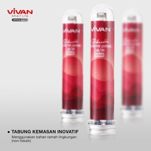 GARANSI 1 TAHUN KEBAL DATA VIVAN CTL100 FOR IPHONE FAST CHARGING 2,4A MINI TUBE