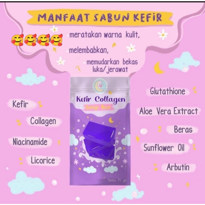 KEFIR COLLAGEN SOAP BAR SABUN MENCERAHKAN MEMUDARKAN BEKAS LUKA