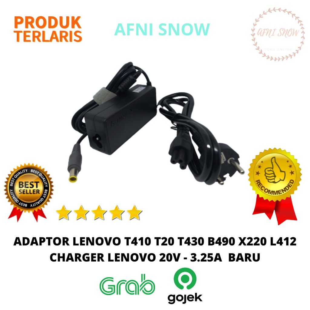 Charger Adaptor Original Lenovo T410 T420 T430 B490 X220 L412 20v-3.25A JARUM