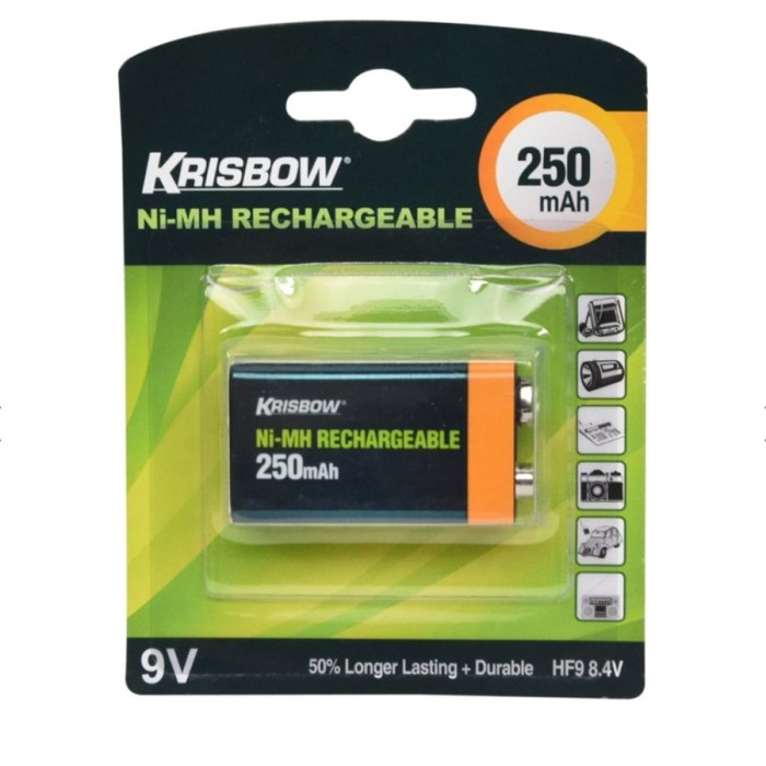 Krisbow Baterai Rechargeable 9v 250 Mah | Baterai 9v Krisbow