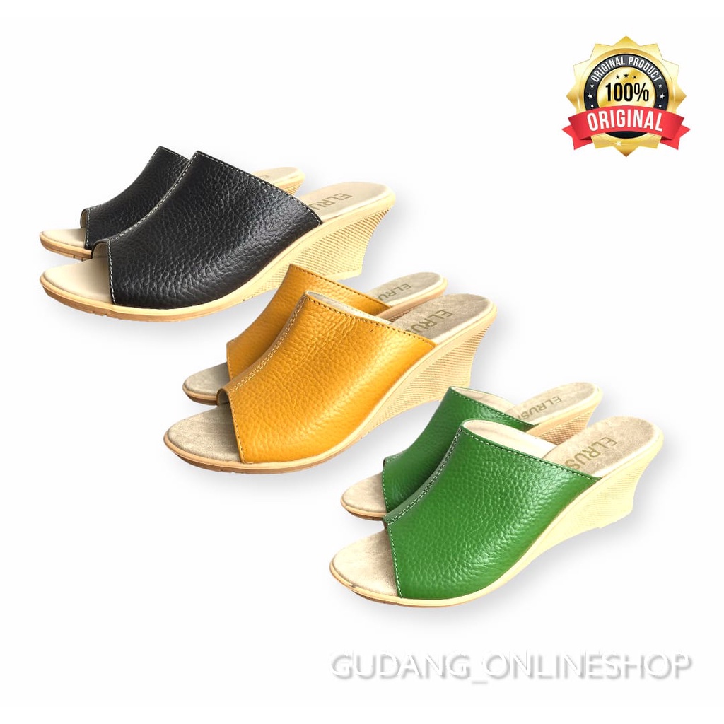 PROMO BIG SALE SANDAL WANITA TERBARU- SEPATU KULIT ASLI MODEL WEDGES GARUT INDONESIA