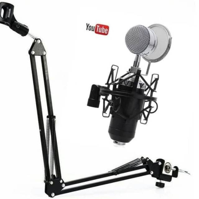 Paket Microphone BM8000 Stand Arm U Splitter Mic Smule Terbaik