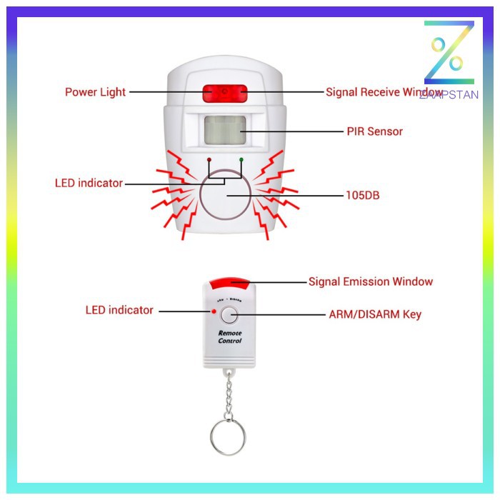 Alarm Anti Maling Infrared PIR Sensor Gerak 2 Remote Control - YL105 -