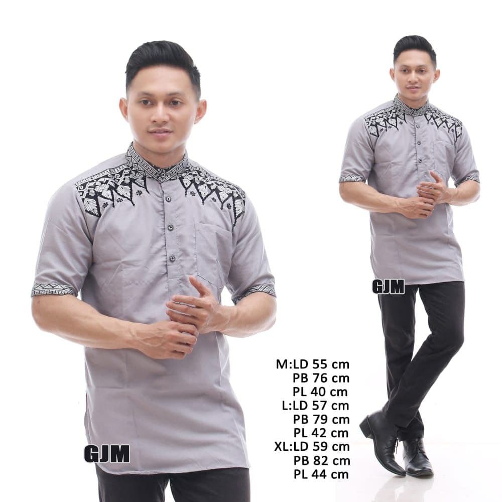 BAJU KOKO KURTA DEWASA LENGAN BAJU PRIA MUSLIM KOKO KURTA BATIK BORDIR BAHAN KATUN KEMEJA MUSLIM