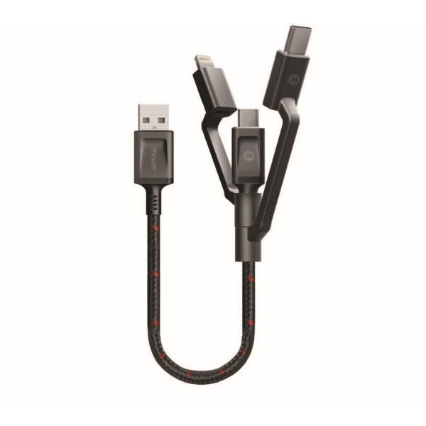 MAZER MULTI.DURA.TEK II USB-A to Micro/C/Lightning Cable 18CM/5.0A-Red (MFI, QC 4 Ready)