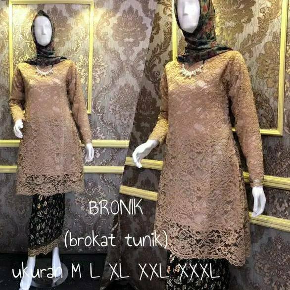 ➲ Reall pict Kebaya bronik / kebaya tunik syari / kebaya modern / kebaya syar'i / gold / maroon ◙