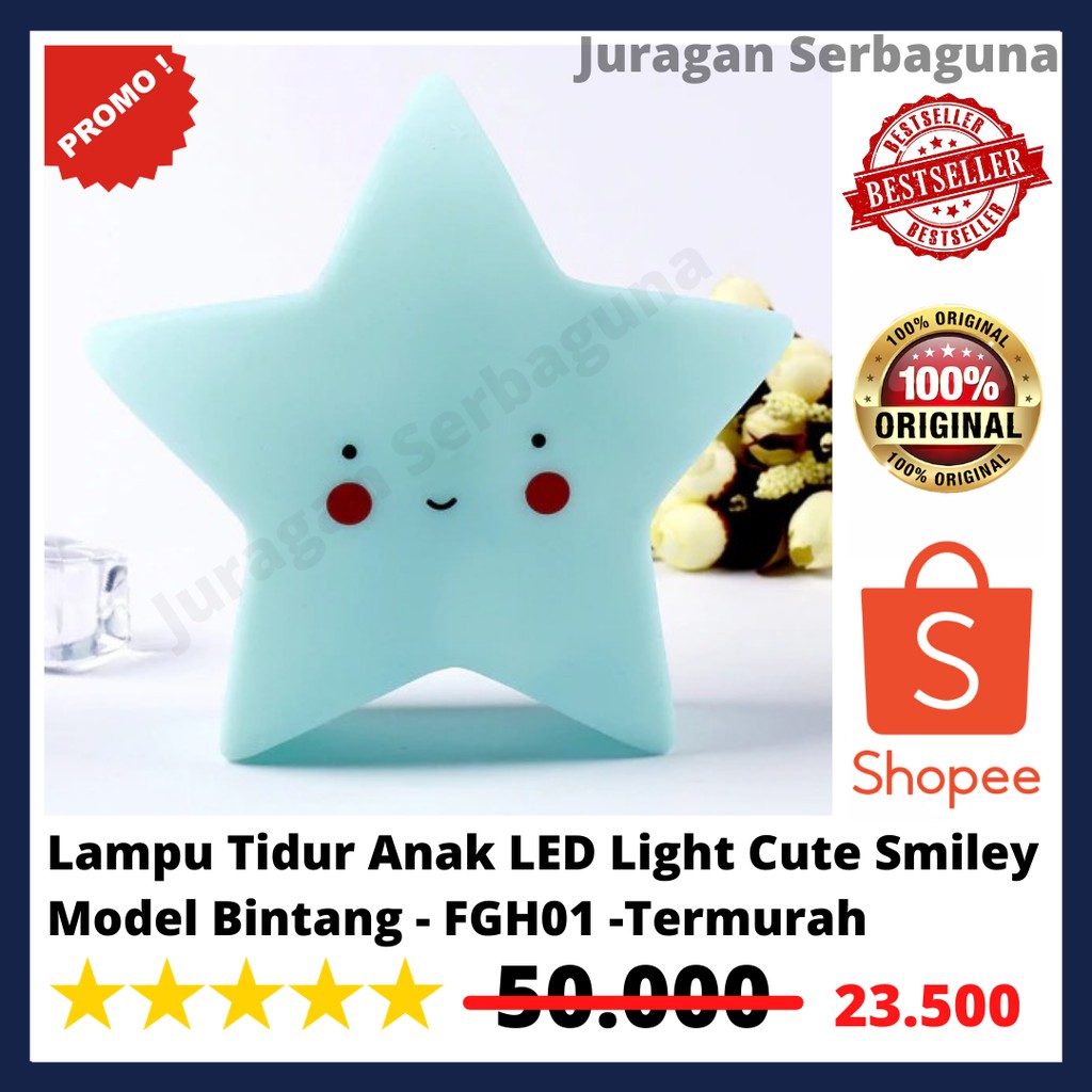 Lampu Tidur Anak LED Light Cute Smiley Model Bintang - FGH01 -Termurah