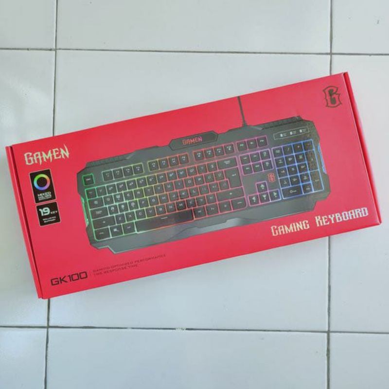 GAMEN GK100 Rainbow Backlight Gaming Keyboard Black