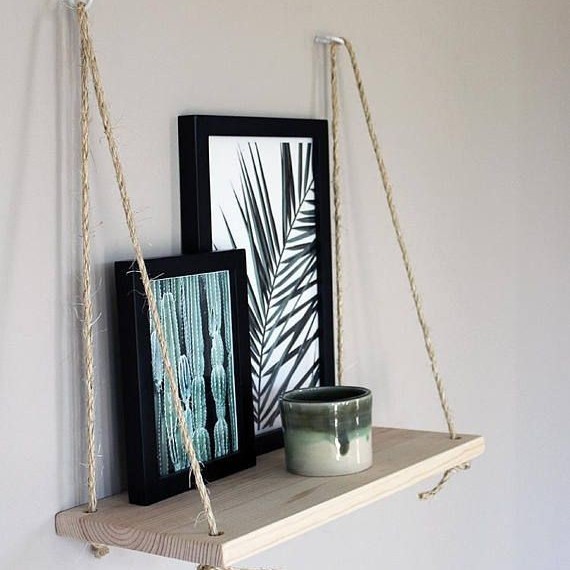 Rak gantung - Rak kayu gantung - Hiasan kayu - Rak dinding kayu shabby