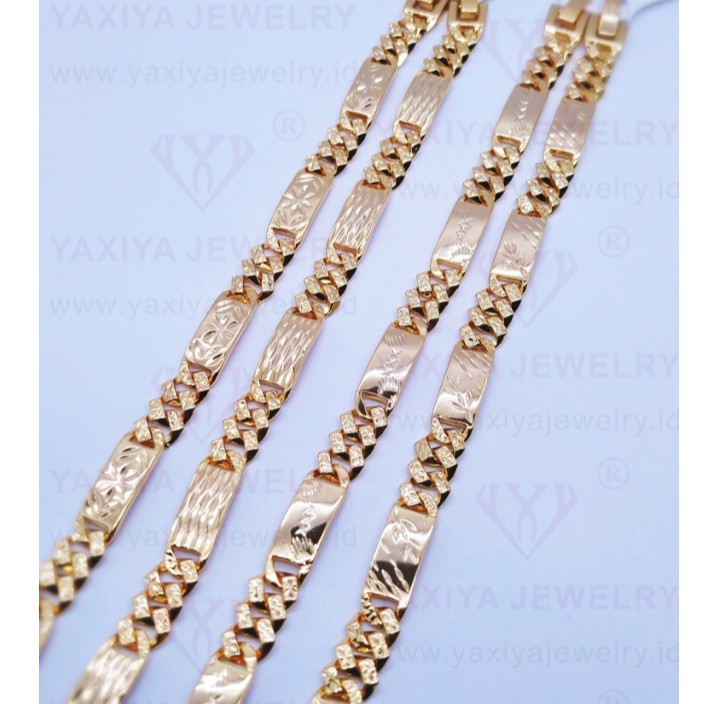 Gelang Tangan Dewasa Plat Rantai - Perhiasan lapis emas 22k