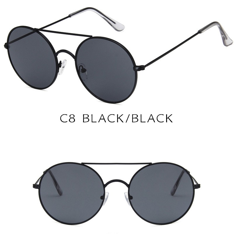 (YUZHU) COD Korean Design Bulat Metal  Candy Color Kacamata Hitam Wanita/Pria Retro Sunglasses Women/Men