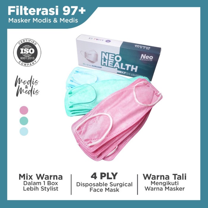 

MASKER KF94 NEO MODIS MEDIS EARLOOP BABY COLOUR 4PLY ISI 12
