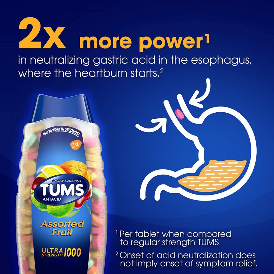 TUMS Antacid Ultra Strength - 72 &amp; 160 tabs Assorted Berries &amp; Fruits Maag Asam Lambung