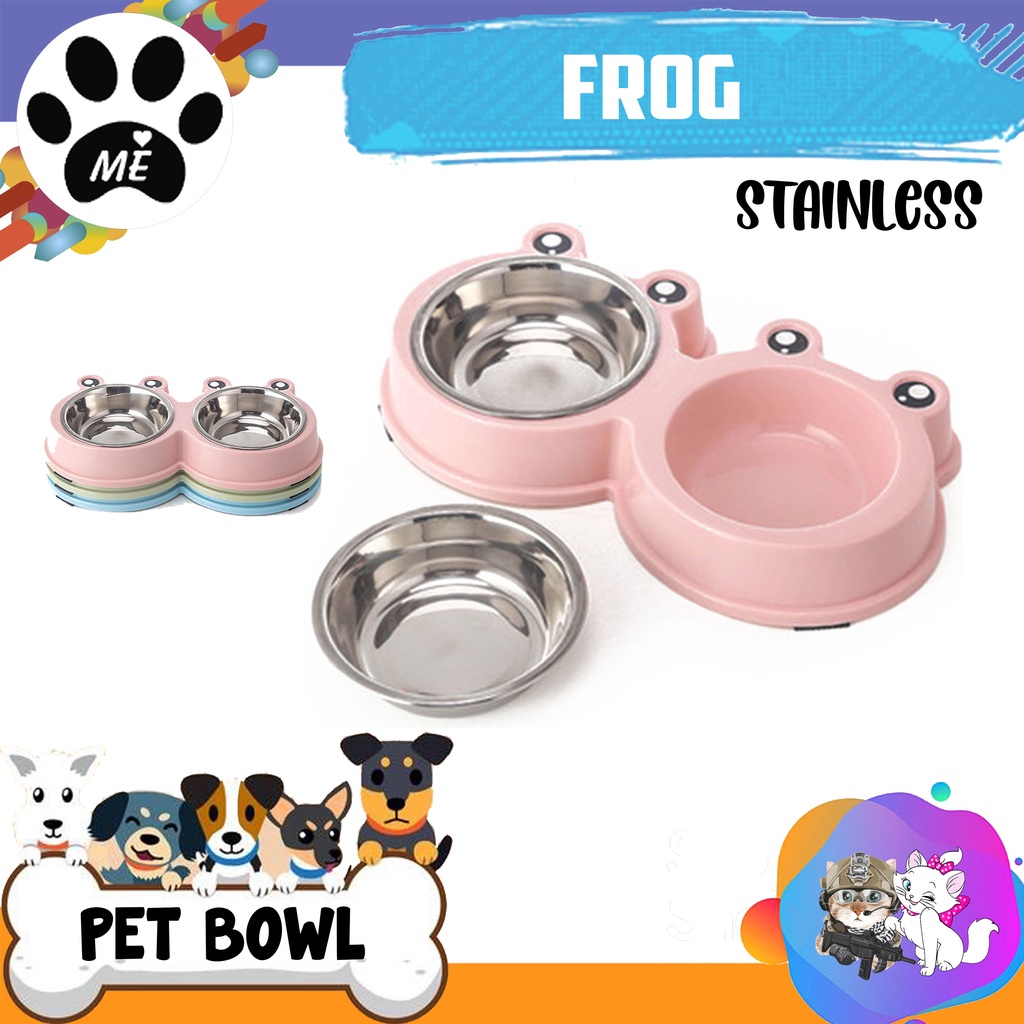 Pet Bowl Anti Slip &quot;FROG STAINLESS&quot; Tempat Makan Minum Hewan