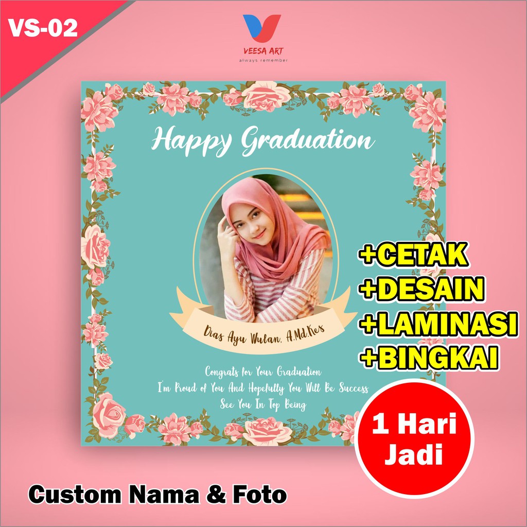 Hadiah Hiasan dinding Kado Wisuda Happy Graduation Wedding Birthday bisa request Frame Foto Lukisan