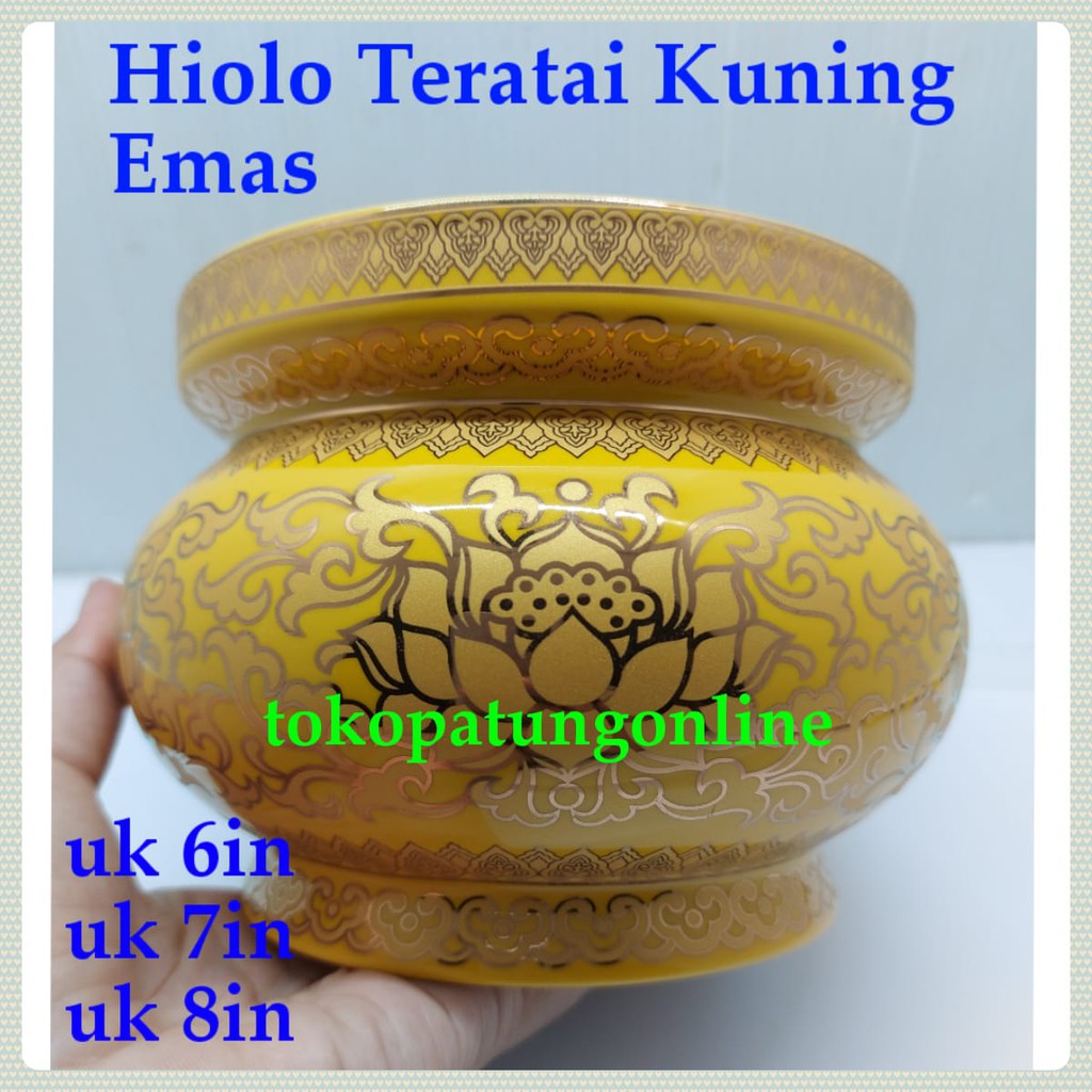 Hiolo Tempat Hio Keramik Teratai Kuning