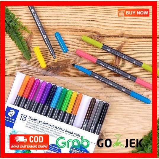 

(BISA COD) Staedtler Double-Ended Watercolour Brush Pen - 18pcs