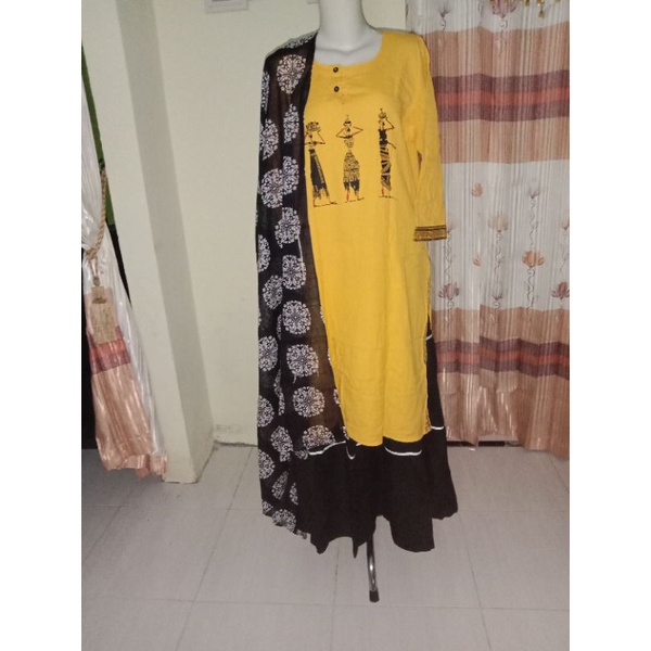 dress baju india preloved kurti set rok lengkap