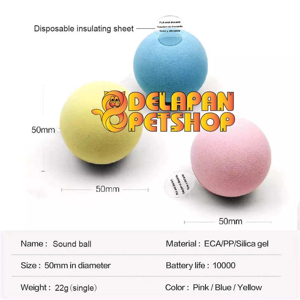 Animal Sounds Ball Mainan Bola untuk Kucing Bersuara Binatang + Dapat Diisi Catnip