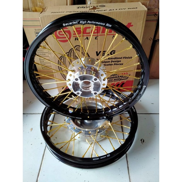 Scarlet Original SNI velg jari jari paket ring 14 Uk depan 140x14 - uk belakang 160x14 buat motor ma