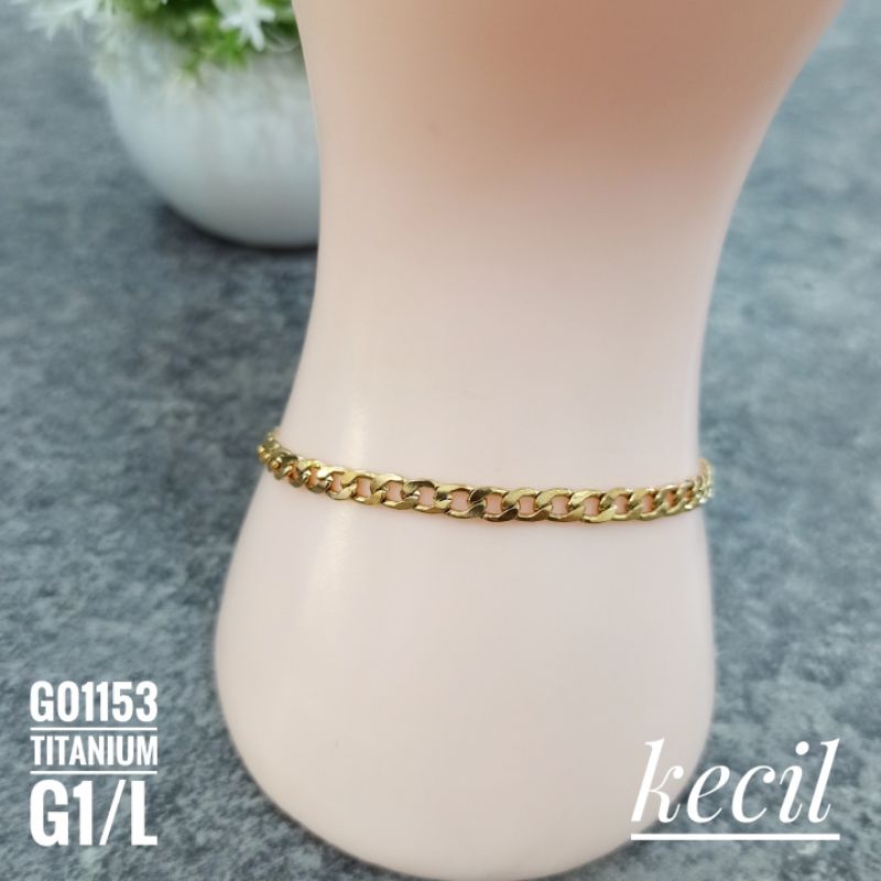 Gelang Titanium Rantai Polos Gold G01153