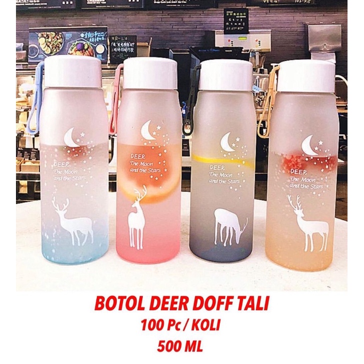 BOTOL KACA BOTOL MINUM BOTOL DEER DOFF TALI 500 ML BISA COD