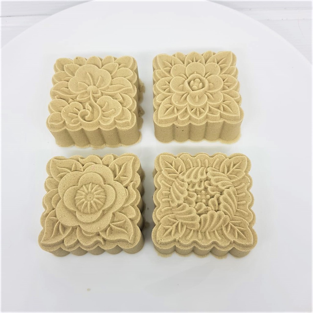 (4pc) cetakan kue bulan (100 gr) mooncake press mold PREMIUM-SQ FLOWER