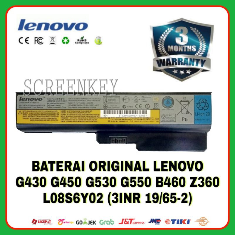 Baterai Laptop Lenovo 3000 Z360 B460 G430 G450 G530 G550 B455 B550 B555 Ideapad G430 V460 L08S6Y02