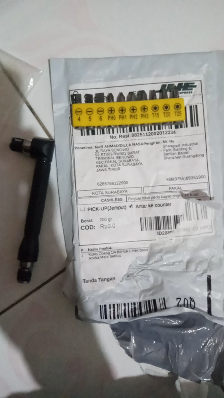 Kunci Obeng 1/4 Bentuk L Hex Socket Aneka Mata Sekrup