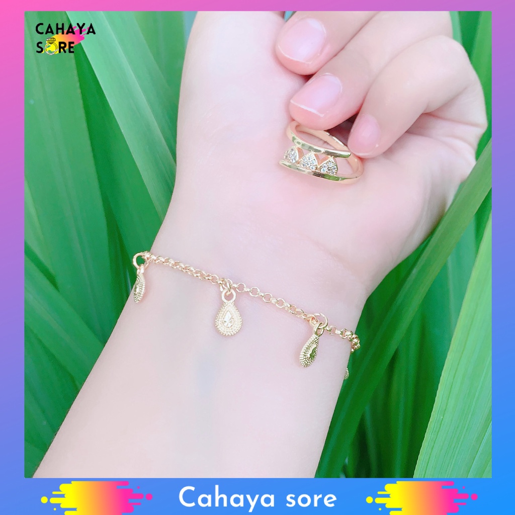 Gelang Xuping Gold Gelang Tangan Dewasa Rantai Simple Free Cincin GFC05