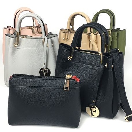 BJ81672 (2IN1) - BLACK/GRAY/GREEN/KHAKI/PINK - TAS SLEMPANG POUCH TAS SET TOTEBAG HANDBAG TAS WANITA FASHION IMPORT MODIS ELEGAN TERMURAH TERLARIS TERBARU BAGSTORE JAKARTA TAS BATAM GT1672 BQ1745 LT1173 B6822 CR7078