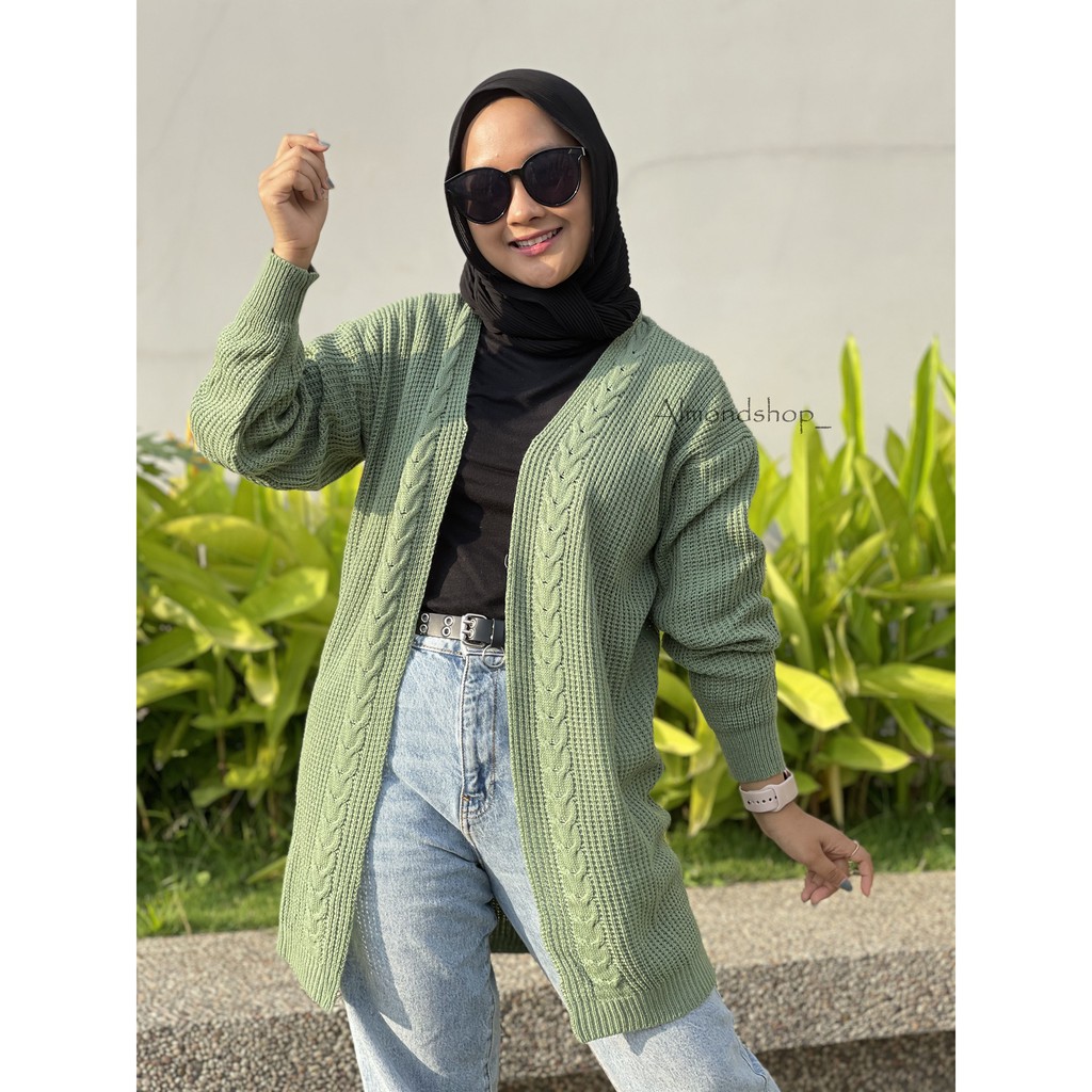 Loretta Cardi / Cardy Cable / Long Oversize Cardigan / Cardigan Wanita Premium