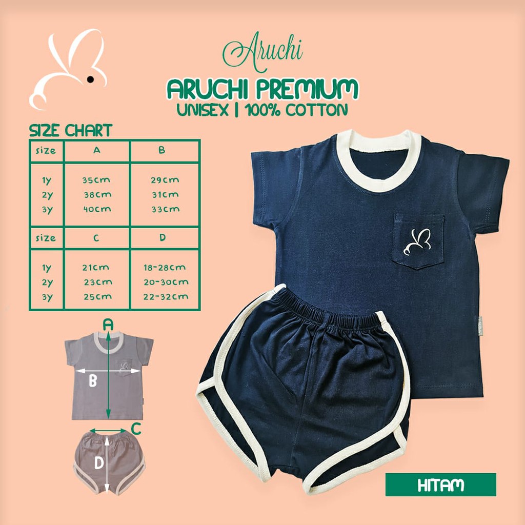 Setelan Pocket Tee Retro ARUCHI BOY GIRL UNISEX Pakaian Bayi 1-3 Tahun