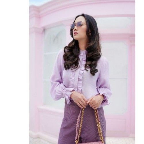 Benang Jarum Lilac Asha Ruffle Shirt