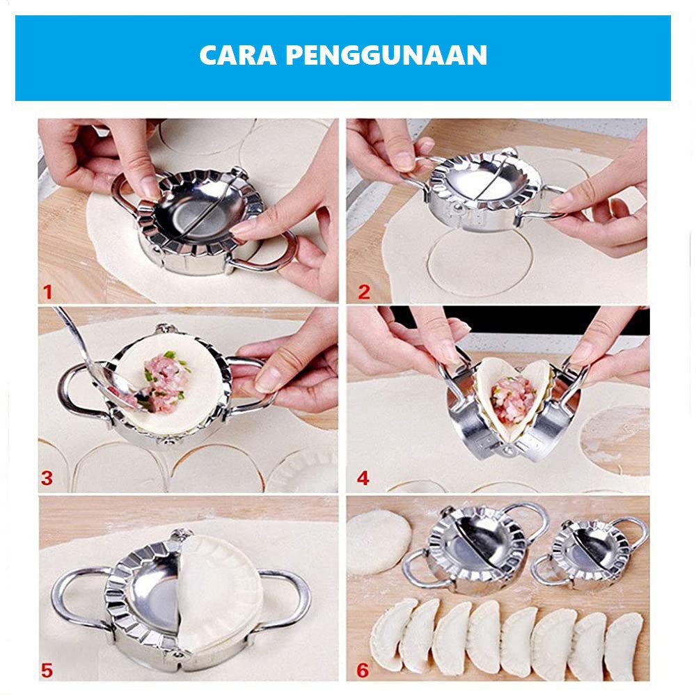 INDOMINI R358 SS STAINLESS CETAKAN PASTEL PANGSIT DUMPLING ALAT ROUND SILVER DIMSUM DUMPLING MOLD