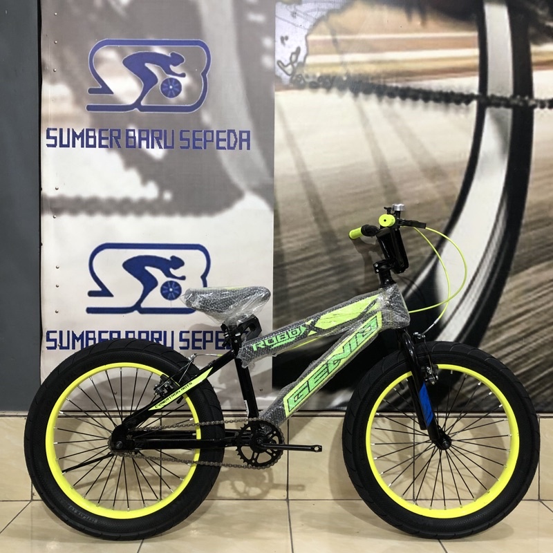 SEPEDA ANAK BMX GENIO ROBOX 20 INCH BY UNITED BIKE-Black Yellow