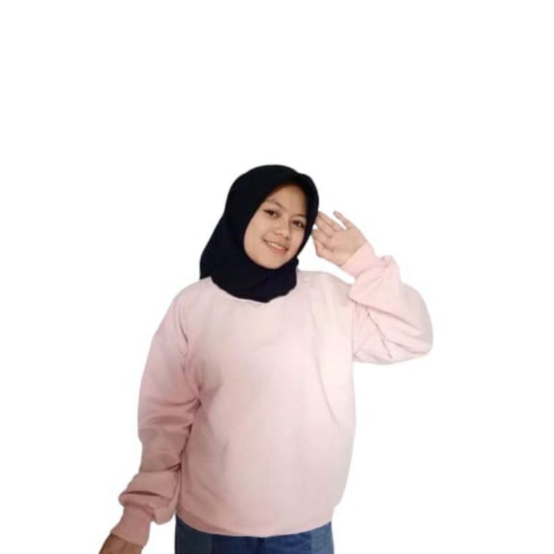Basic Sweater Polos Fleece Unisex-Peach