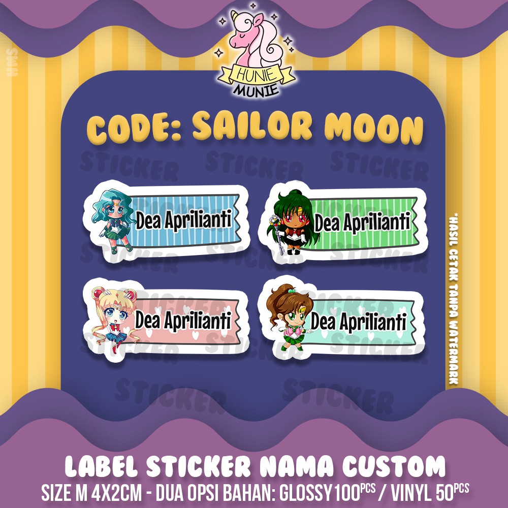 

Sticker Label Nama Custom - Sailor Moon (100pcs) Sailormoon Stiker