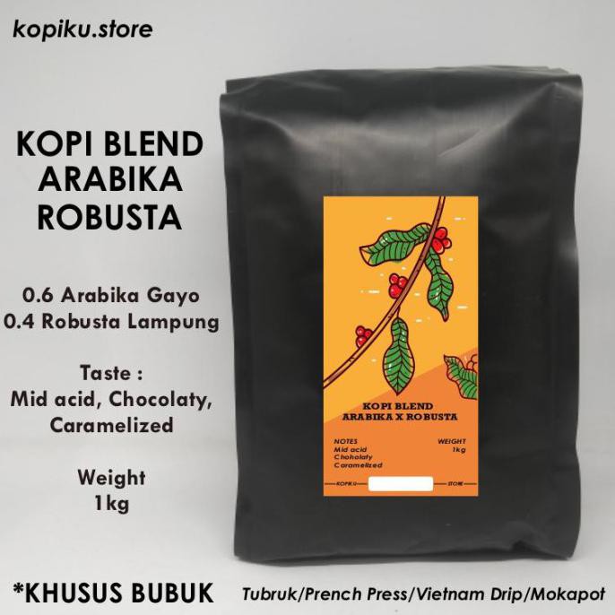 

kopi_ku_ Kopi Blend Bubuk - Arabika Robusta 1kg - (Khusus Bubuk) - Giling Medium