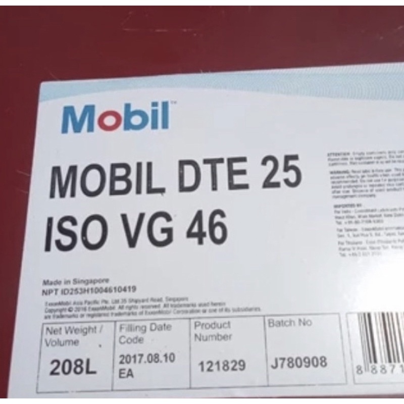 Oli Hidrolik MOBIL DTE 25 Pelumas iso vg 46